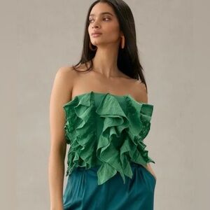 Anthropologie Strapless Ruffle Top size M